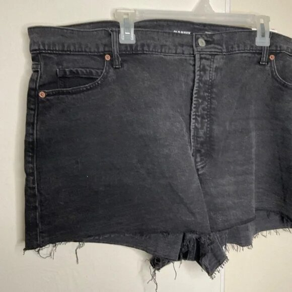 Old Navy Size 24 Shorts Black HIGH RISE SKY HI A-LINE CUT OFF Button Fly NWT - Picture 1 of 7